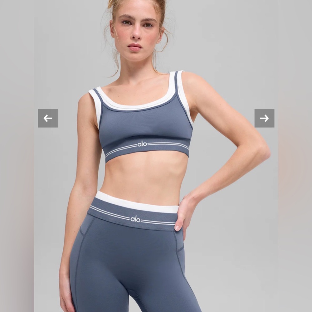 ALO Yoga Airbrush Better Together Set in Bluestone/White